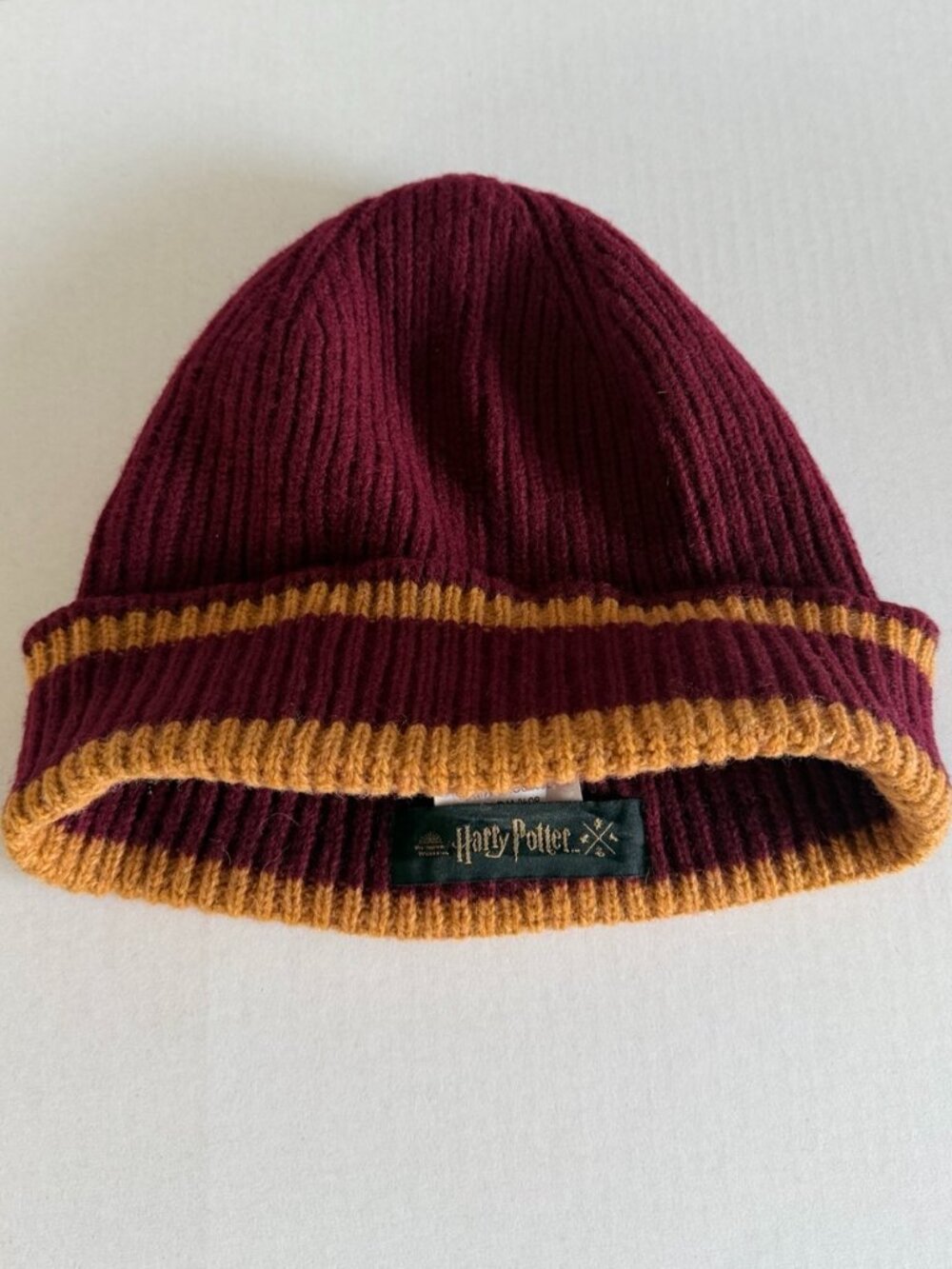 Harry Potter Gryffindor Colors Wool Beanie Burgundy Gold Wizarding World Hat